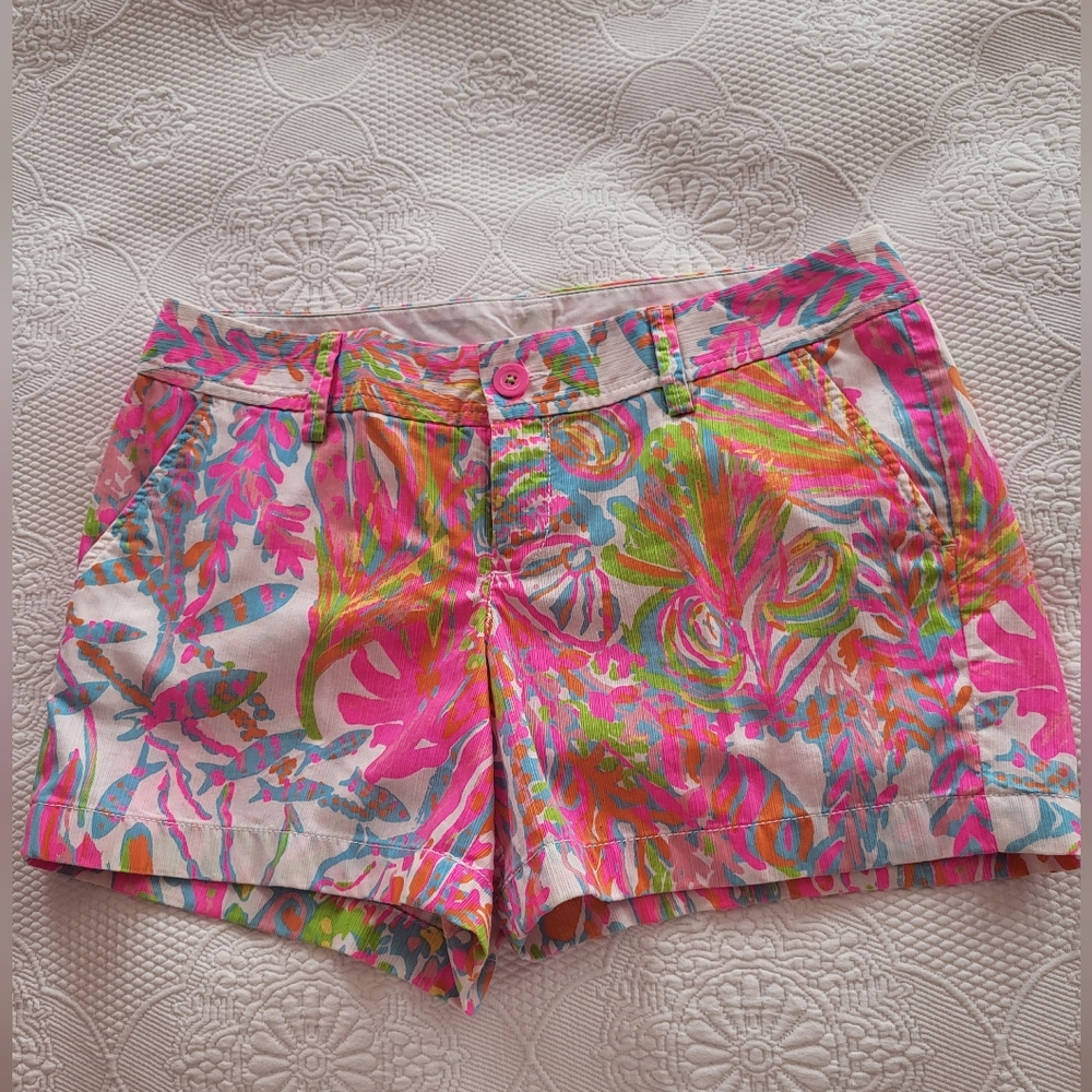 Lilly Pulitzer Pink, Blue and Green Shorts Vibrant Floral Design